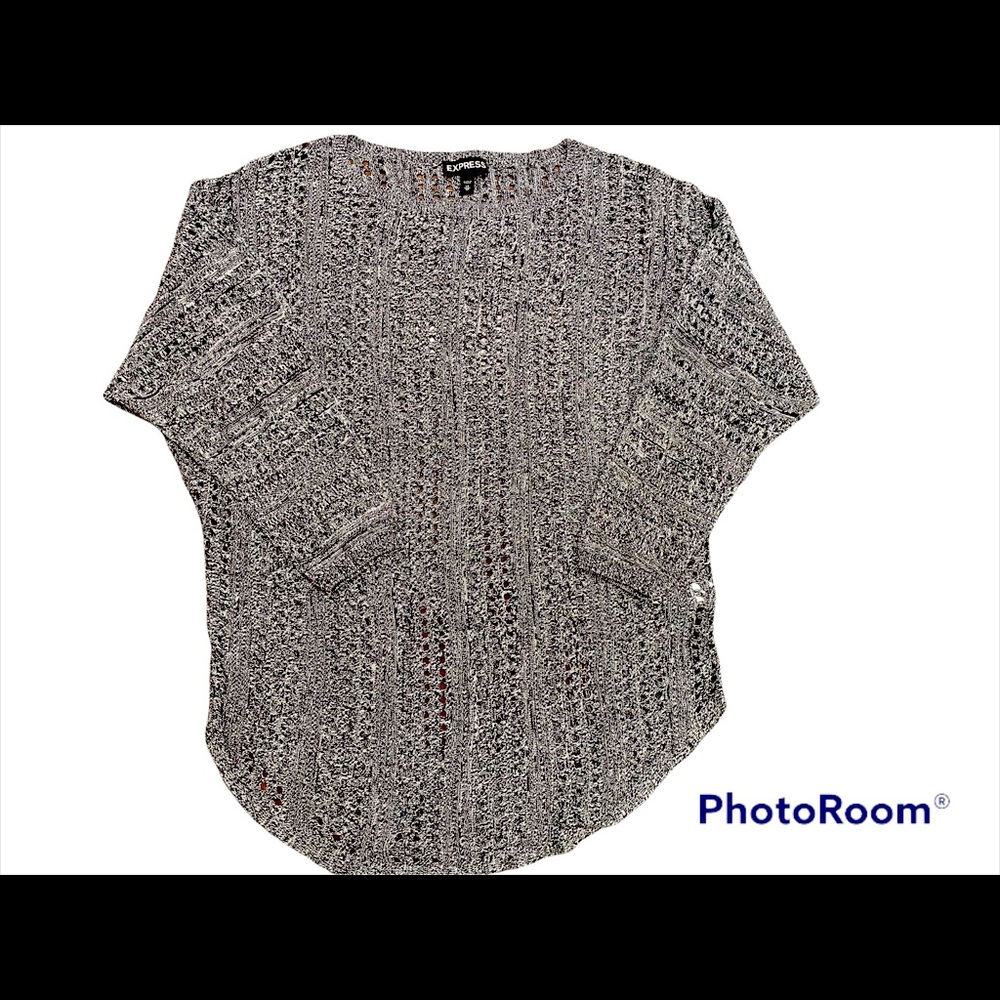Express Open Stitch Crochet Dolman 3/4 Sleeve Top Size XS